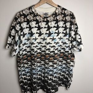 Vintage Mc Escher all over print single stitch tee